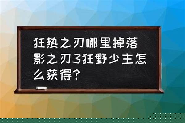 狂野之刃哪里掉落