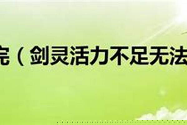 剑灵活力不足怎么办