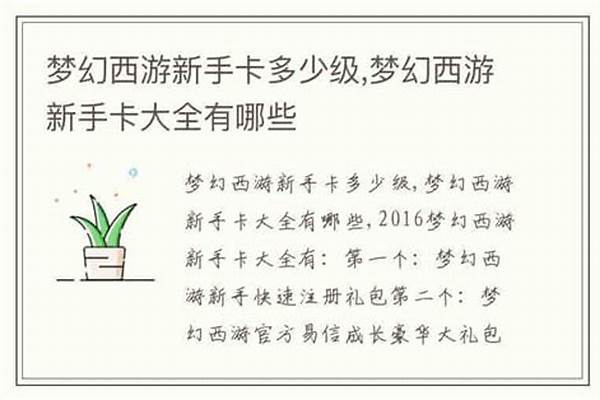 梦幻西游新手卡多少级好